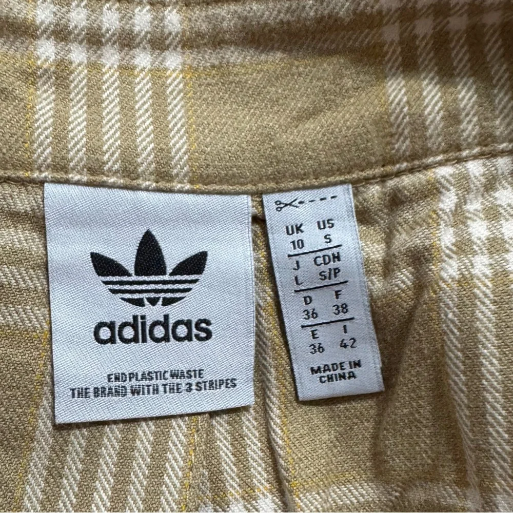Adidas Originals Beige Plaid Pleated Skirt with Logo (S)